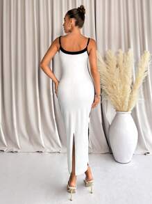 Lavishia 甜心领黑白撞色修身女式连衣裙 - 黑與白 - 查看 2