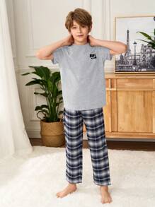 SHEIN Leap Crew Tween Boys Minimalist Summer Style - Light Grey - View 5