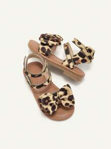 Cozy Pixies 1 Pair Cute Toddler Girls Outdoor Sandals With Big Bow Hook And Loop Closure, Princess Pastoral Style, Flat Bottom Party