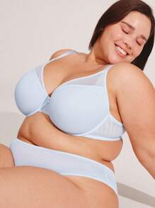 LUVLETTE Plus Dream Curve Air 全覆盖透气透明网眼垫杯蓝色基本款清爽舒适迷你文胸 - 薄荷藍 - 查看 10