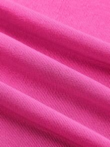 Sweetina Top corto rojo sexy con escote de pico sin mangas estilo Y2K, de color liso y estiloso para mujer - Rosa Fucsia - Ver 3