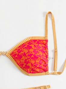 SHEIN Swim Curve 2pcs/Set Plus Size Women Beach Floral Random Print Sexy Bikini Set For Summer Beach Vacation - Multicolor - View 6