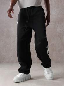 SUMWON Athletic Sweatpants Gothic Script Streetwear Loungewear Joggers Urban Style Workout Training Pants Casual Comfortable Athletic Bottom With Side Pockets