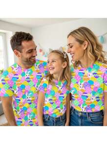 Manfinity Homme Easter Egg Print Men's T-Shirt, Suitable For Family Gathering - Multicolor - View 9
