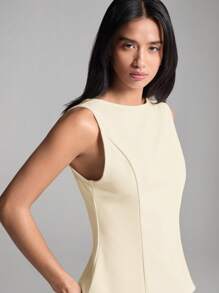 LYSMO 女式夏季时尚设计师杏色上衣 - 杏色 - 查看 4