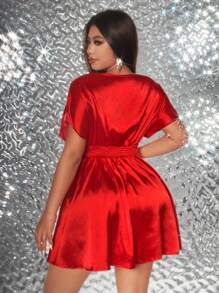 Viva Relle 大码性感派对浪漫纯色短裙