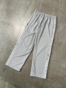 PAVTROS 男式休闲拼色条纹抽绳腰运动裤 - 淺灰色 - 查看 2