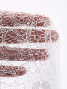 DAZY 女士蕾丝中长系带休闲裙，百搭优雅的秋季半身裙 - 白色 - 查看 7