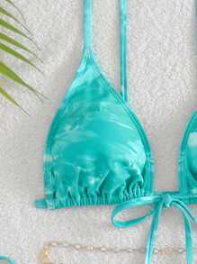 SHEIN Swim Conjunto de bikini con estampado de diseño aleatorio en las tiras - Multicolor - Ver 5