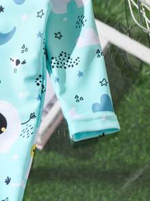 Newborn One-Piece Swimsuit With Zipper, Cute Animal, Star & Moon Random Print, Essential Swimwear For Newborn Swimming - Multicolor - View 8