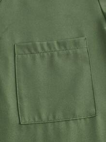 TaskEZ Uniform Set: V-Neck Short Sleeve Tailored Blouse And Drawstring Straight Leg Casual Pants - Olive Green - View 6