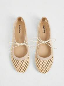 Styleloop Nuevo estilo 2025 Zapatos planos elegantes para mujer cómodos y transpirables con trenzados, decoración de lazo y puntera redonda, para vacaciones