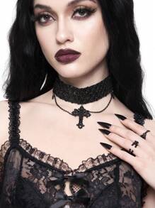 ROMWE Goth 时尚前卫深色哥特式吊坠颈链