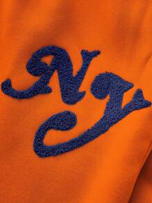 PAVTROS Men's Casual Drawstring Waist Sweatpants With Embroidered Letter Design, For Rave - Orange - View 2