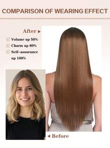 Brown #4 Invisible Wire Hair Extensions With Transparent Wire Adjustable Size 4 Secure Clips Long Straight Secret Hairpiece 12-22inch Invisible Clips Halo Hair Extensions - S4 - View 9