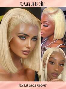 12x3.5 Lace Front Human Hair Wigs For Women Short Straight Bob 613 Blonde Color Transparent Lace All Day Wear - S613 - View 2