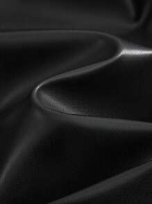 ROMWE Gothic Mysterious Black Classic PU Zipper Front Moon Pendant Waist Flare Skirt For Women, Streetwear, Summer Beach Rave Festival