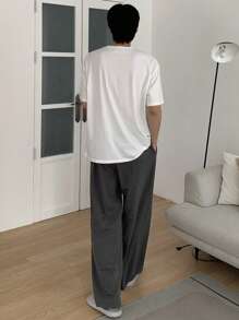 DAZY Summer Geometric Pattern T-Shirt And Men's Loungewear Set Pajama - Multicolor - View 2