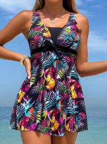 Swim Lushoire 女士夏威夷海滩热带印花分体泳衣套装 - 彩色 - 查看 3