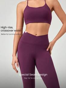 GLOWMODE 17" FeatherFit™ Crossover Waist Front Special Seam Cutie Capri Leggings Low Impact Yoga Studio Daily