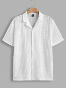 Manfinity RSRT Men's Summer Casual Solid Color Textured Short Sleeve Shirt