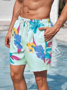 Manfinity Men's Minimalist Style Summer Beach Shorts