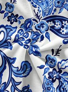 Soleia 女士沙滩装复古佩斯利印花露肩短款上衣和短裤两件套，夏季服装