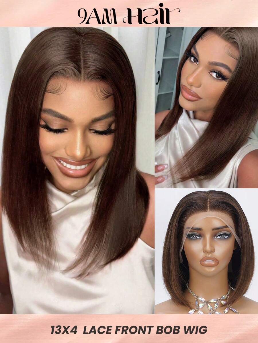 Tóc giả Bob thẳng ren phía trước 13x4 trong suốt 100% tóc thật 180% mật độ Nâu sô cô la 4# Tóc giả trẻ em được nhổ sẵn Đường chân tóc tự nhiên Cài đặt không cần keo cho phụ nữ - Tóc 9 giờ sáng Thể thao Kỳ nghỉ Du lịch Lễ hội Dạ hội Ngoài trời Cosplay Khuôn viên Trường học Bãi biển Đám cưới Cắm trại Trang phục ngày lễ Trang phục mùa hè Phong cách thời trang Y2k Phong cách thoáng khí Mũ chịu nhiệt - S4 - Xem 1