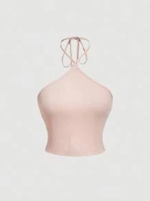 SHEIN MOD 女士金属线露背修身背心，夏季时尚