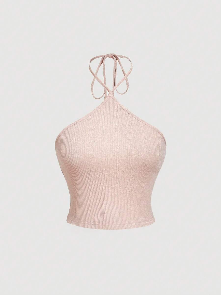 SHEIN MOD 女士金属线露背修身背心，夏季时尚