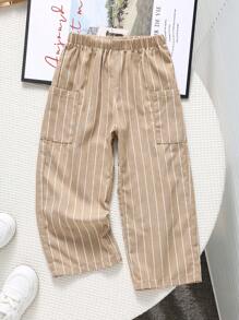 SHEIN Youth Boys Casual Comfortable Versatile Striped Straight Leg Pants