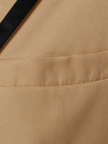 Manfinity Homme Men's Two Pieces Suit Set, Edge Trimmed Lapel Neck Long Sleeve Blazer & Pants - Khaki - View 5