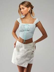 MISSGUIDED Tie Detail Wrap Skort Shorts High Waisted Summer Beach Resort Wear Casual Mini Length Versatile Lightweight - White - View 1