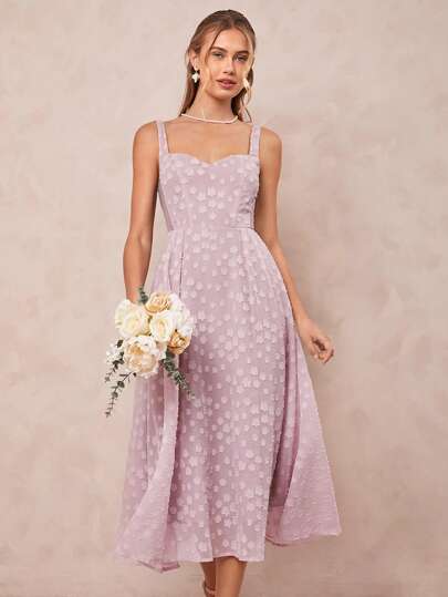 Amorya Vestido de invitada de boda para mujer con cuello en forma de corazón, corte de flor, efecto de encaje, malla trasparente, ciñe la cintura, largo estilo línea A