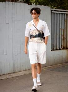 Maija Men's Casual Vacation Landscape Printed Short Sleeve Shirt - Multicolor - View 4