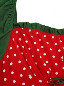 Flirla Cute Quirky & Sweet Strawberry Color Short Sleeve Maxi Dress - Red - View 3