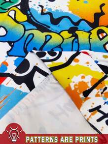 SHEIN Tween Boy Casual Loose Fit Graphic Print Pullover Hoodie Sweatshirt, Minimalist Style For Autumn/Winter