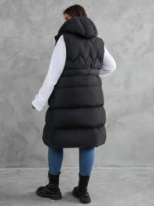 RueChic Vest For Women Sleeveless Plus Size Hooded Outerwear Coats Warm Zip Up Pockets Coats Winter Padded