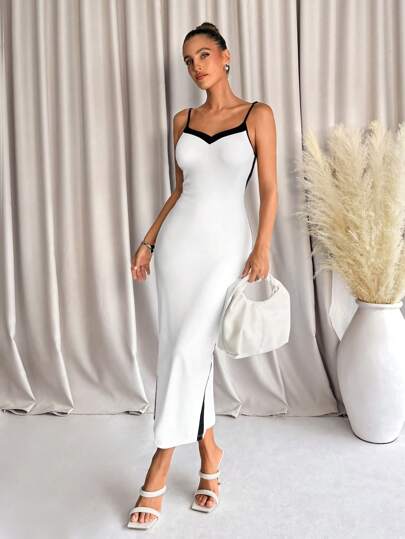 Lavishia 甜心领黑白撞色修身女式连衣裙