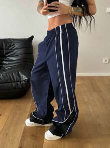 StreetHx Women Streetwear Oversized Contrast Color Long Pants, Spring/Autumn Fall Cloth For Women