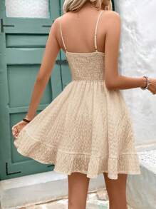 Serisse 女士度假休闲纯色束腰细肩带连衣裙 - 杏色 - 查看 2