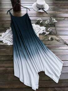 SHEIN LUNE 大码女式黑白渐变色可调节肩带休闲连衣裙，适合夏季、日常生活和度假穿着 - 彩色 - 查看 1