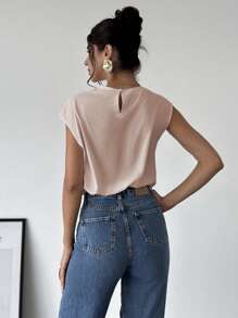 Firerie Women's Elegant Asymmetric Collar Fold Shoulder Fitted Blouse, Simple Office