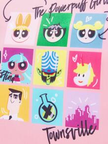 THE POWERPUFF GIRLS X SHEIN 花朵、泡泡、毛茛图案印花保温午餐袋、实用包、午餐袋、冷藏袋 - 粉色 - 查看 4