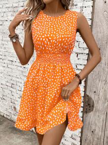SHEIN Clasi 休闲 - 现代休闲 休闲 - 度假休闲 田园风连衣裙 - 橘色 - 查看 6