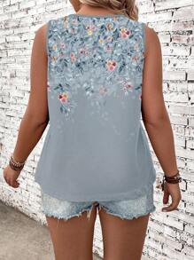 EMERY ROSE Plus Size Casual Floral Ombre Print Camisole And Tank Top Set - Multicolor - View 3