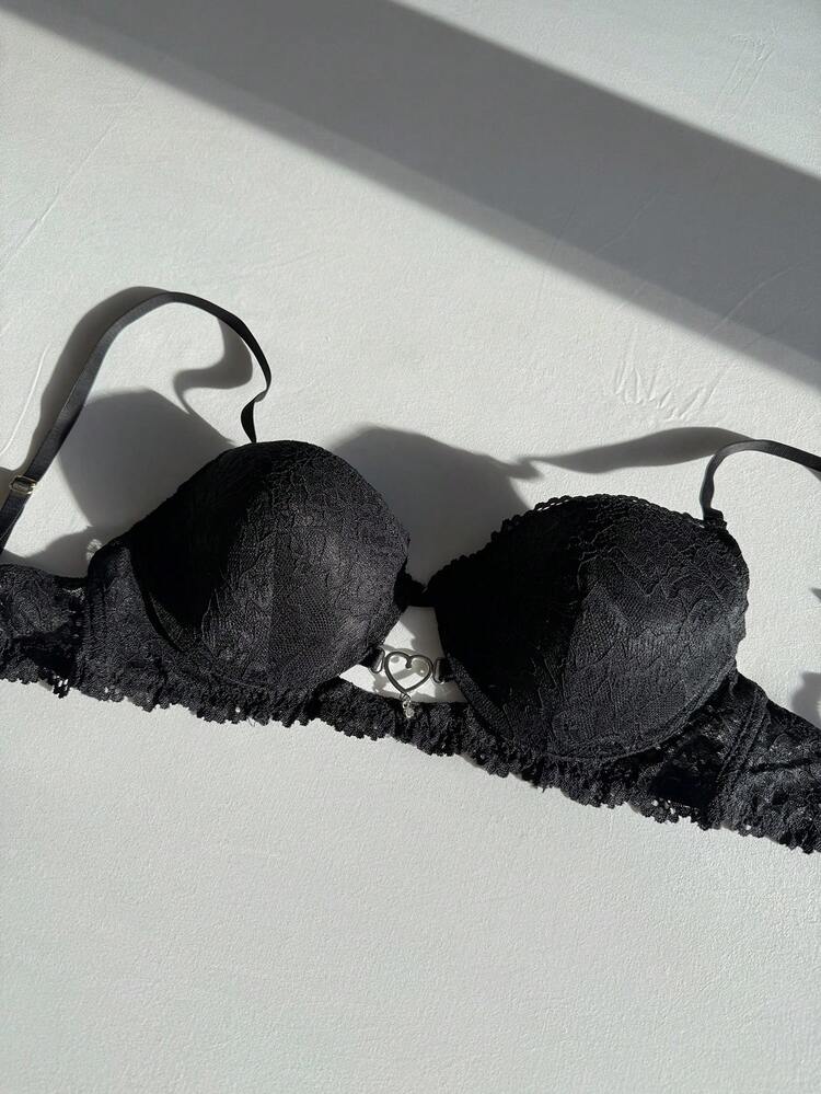 Lace Patchwork Heart Hollow Steel Circle Lightweight Shaping Bra For Women Lingerie For Women