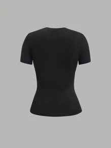 Chiquease Camiseta gráfica con estampado de personajes y letras para mujer