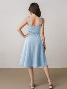 少女花朵优雅婚礼/生日派对礼服、伴娘/花童夏季度假礼服 - 藍色 - 查看 2