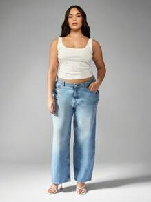 MISSGUIDED PLUS 大码罗纹水晶装饰吊带背心 夏季露脐无袖基础款叠穿派对夜店晚宴休闲装 - 白色 - 查看 3